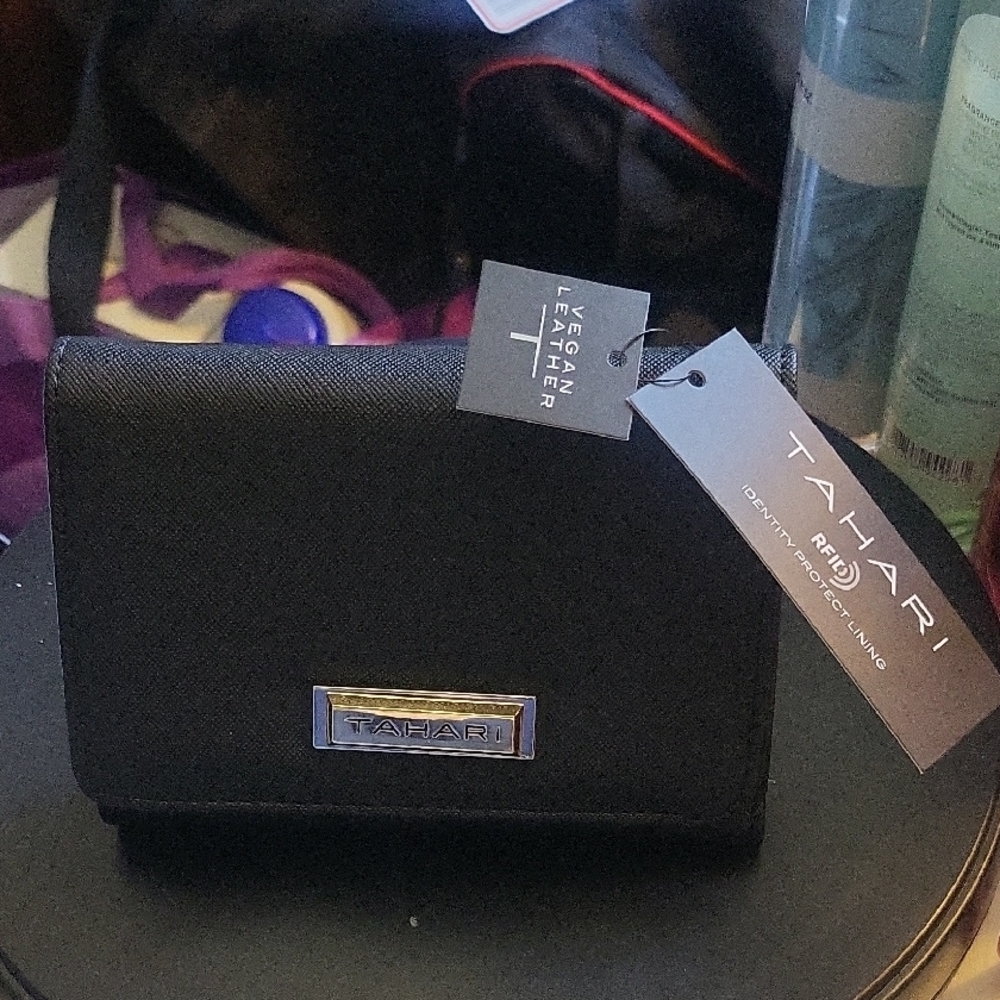 Tahari Black Vegan Leather Wallet